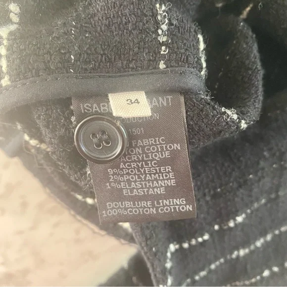 NWT Isabel Marant Etoile Glenn Striped Tweed Jacket in Black & Off White